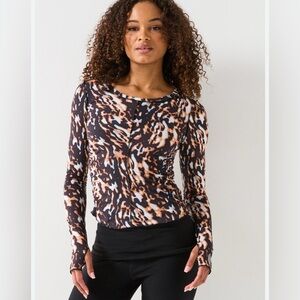 Free People Movement Printed Leopard Right On Run Layer Top NWT small